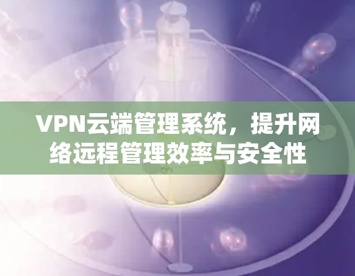 VPN云端管理系统，提升网络远程管理效率与安全性